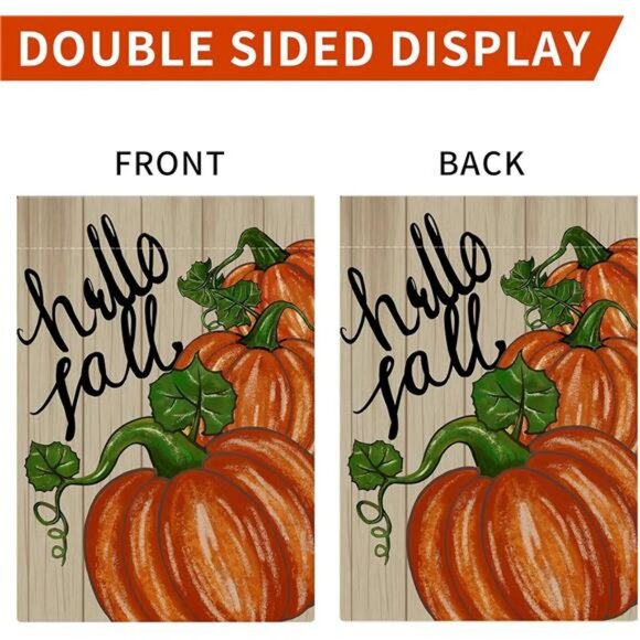 Fall Garden Flag 12x18 Inch Double Sided, Happy Fall Pumpkin Yard Flag Small - Picture 6 of 8